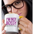 thumbnail image 2 of 3drose, Im Not Bossy I Have Leadership Skills Pink, 11oz Two-tone Yellow Mug, 2 of 6