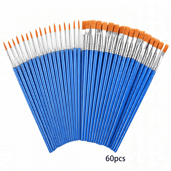 CCOCC 60 Pcs Paint Brushes,Round Flat Small Brush Bulk for Painting,Shed-Free Nylon Bristles,Art Crafts School Projects,Flat Detail Painting,Crafts Face Painting
