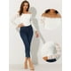 thumbnail image 2 of INSPIRE CHIC Blusa de manga larga transparente con hombros descubiertos y encaje floral para mujer blanco XS, 2 of 4