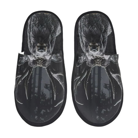 Balery Majestic Forest Stag Slient Indoor Furry Fleece Comfort House Shoes Soft Non-Slip Home Shoes Cotton slippers House Slippers-- Medium