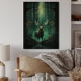 thumbnail image 2 of Designart "Teal Green Moose captivate Forest II" Animals Print on Natural Pine Wood, 2 of 5