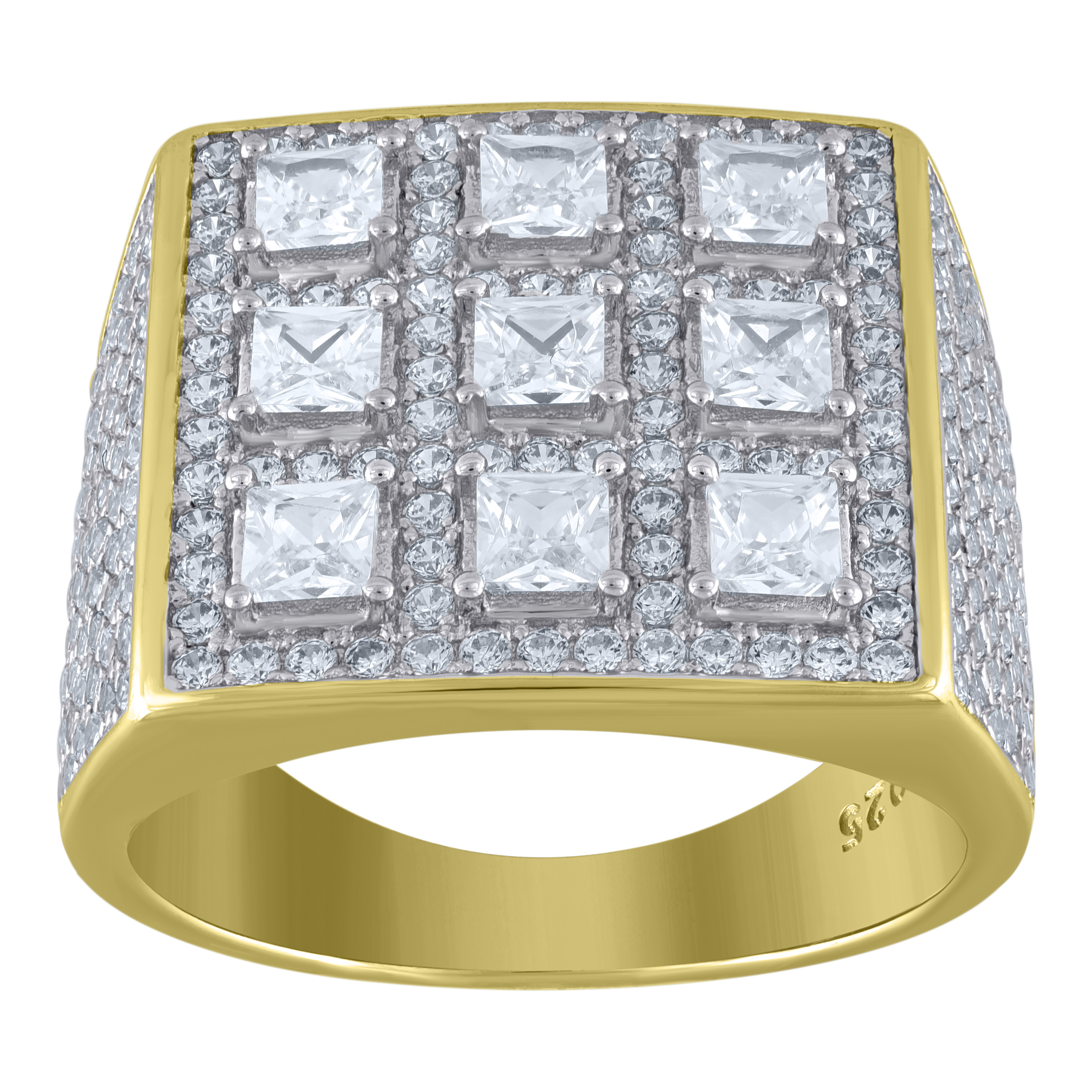 FB Jewels FB Jewels 925 Sterling Silver Mens Princess cut Round CZ