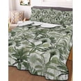 thumbnail image 3 of Quilts Twin Size, Green Tropical Leaves Soft Comforter Bedding Set for Bed, Summer Palm Trees Botanical Lightweight Quilted Bedspread with Pillow Cover(2 Pieces) for All Season, 68x86 Inch, 3 of 6