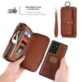 thumbnail image 4 of Dteck Galaxy S21+ Wallet Case, Leather Zipper Purse Large Capacity 14 Card Slots [Magnetic Closure] 2 in 1 Detachable Magnetic Phone Cover with Wrist Band for Samsung Galaxy S21 Plus, Brown, 4 of 9