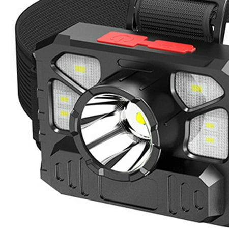 junmao Plastic LED Headlamp 75 Degree Adjustable Waterproof Large Capacity Battery COB Headlight for Camping