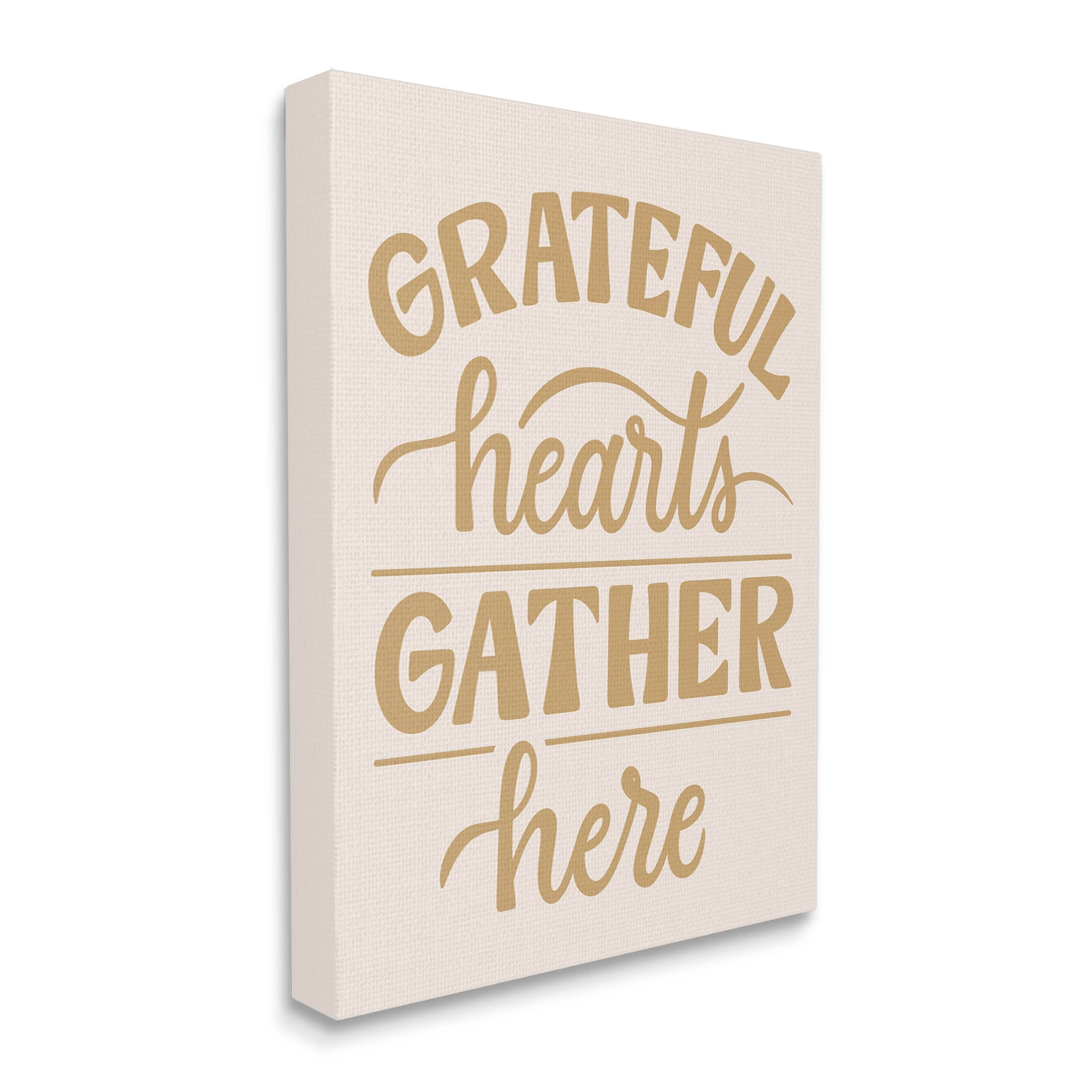 Grateful Hearts Gather Here Phrase Holiday Graphic Art Gallery Wrapped Canvas Print Wall Art