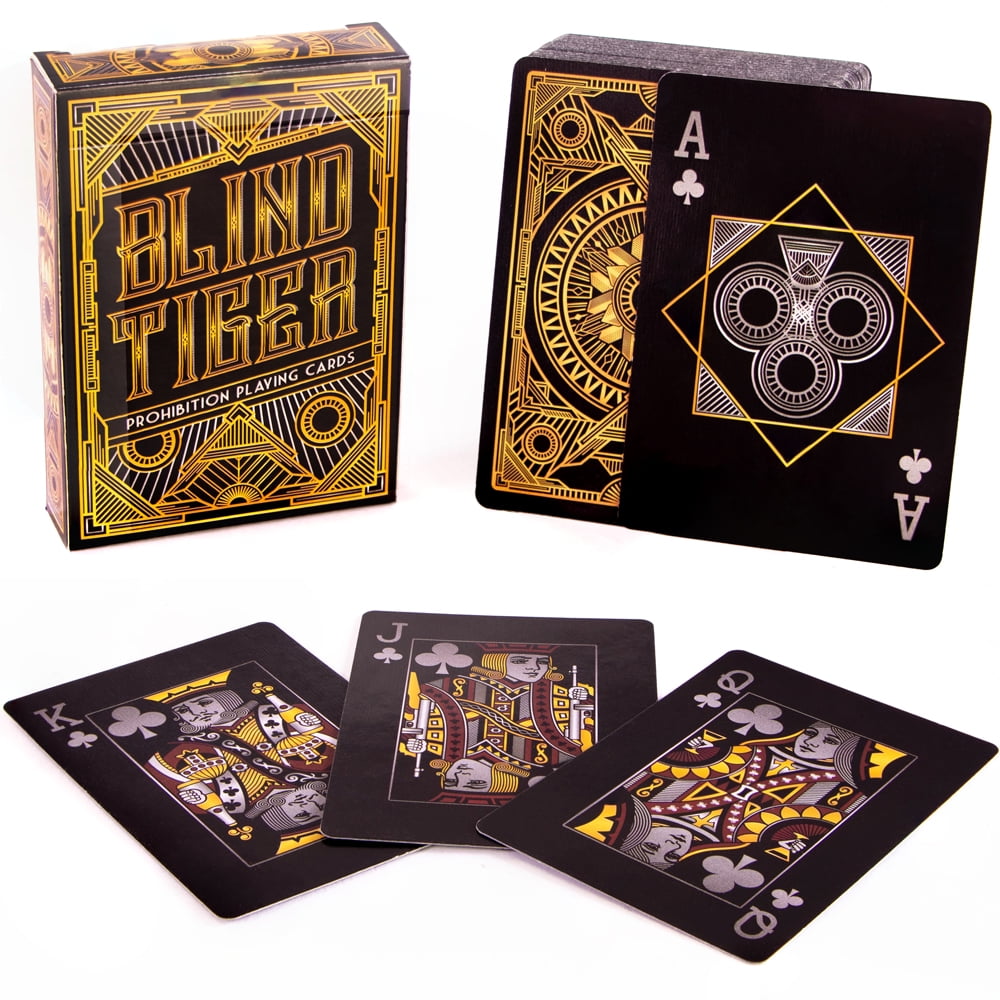 4/4/4 Split Standard Index Poker Size and Aces High Card Decks 12 Decks Blind Tiger | 310gsm Black Core Cardstock Casino-Style Custom Card Gaming and Gift Decks Beers & Bluffs Plastic-Coated 