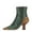 Green, variant on Women Fashion Cap Pointed Closed Toe Ankle Booties Mid Heel Snakeskin Short Boots Back Zipper Dress Shoes Size 8.5 Black