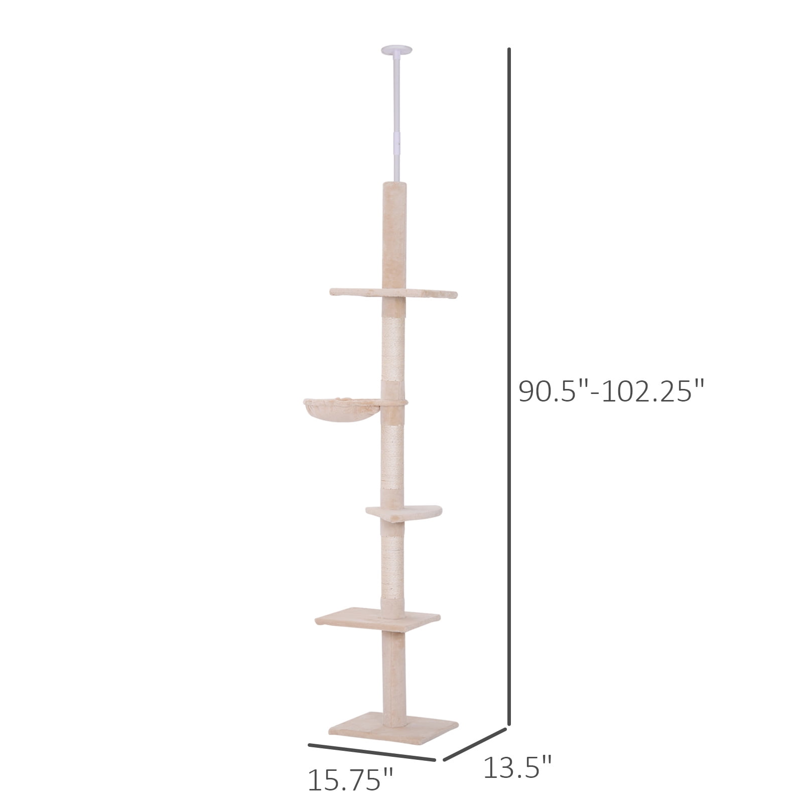 Adjustable Height Floor-to-Ceiling Vertical Cat TreeCat Climbing Tower
