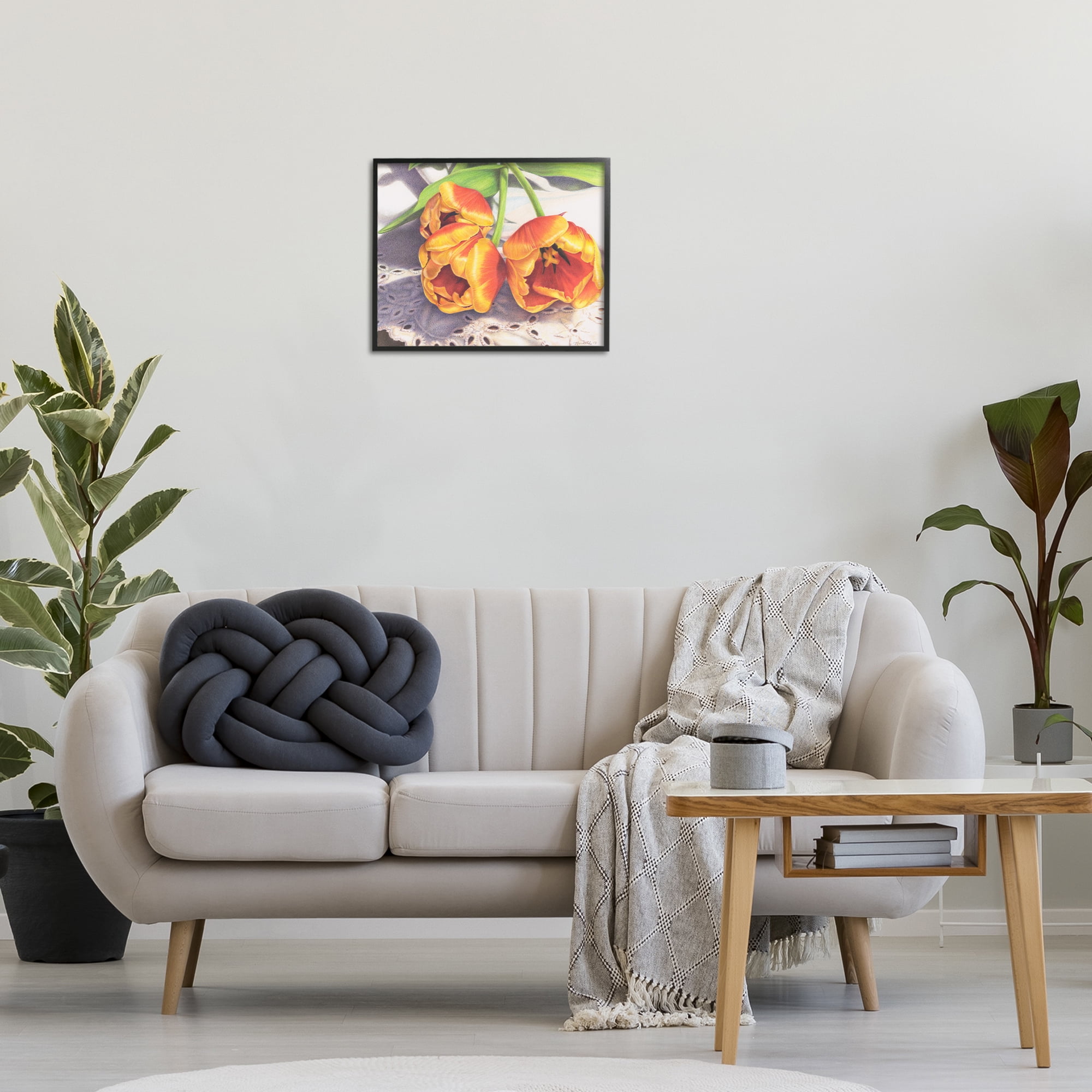 Stupell Industries Three Of A Kind Botanical & Floral Painting Black Framed Art Print Wall Art, 20 x 16