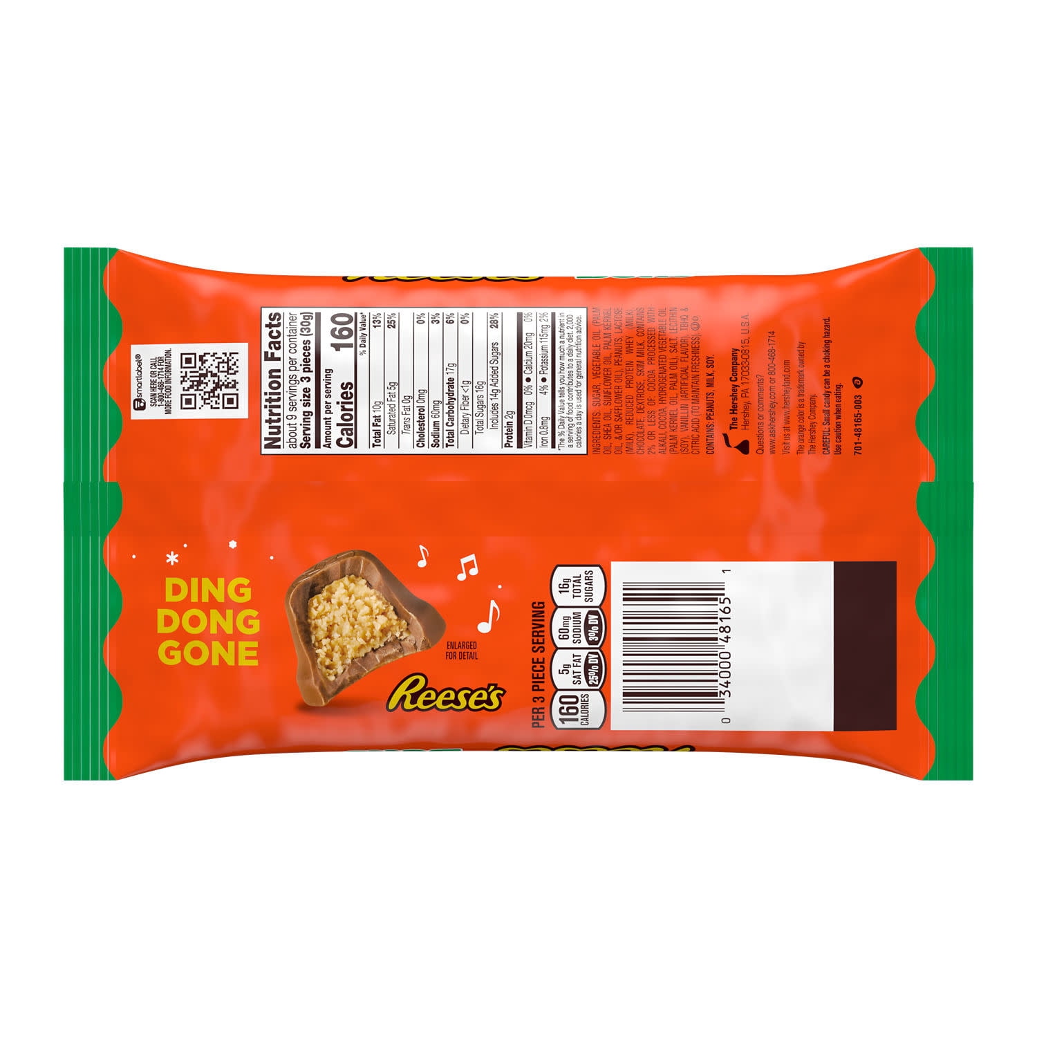 (2 pack) Reese's Chocolate Peanut Butter Creme Bells Christmas Candy, Bag 9 oz