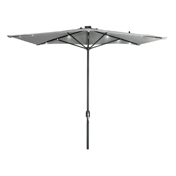5 X 6 5 Led Rectangular Patio Half Umbrella By Trademark Innovations Gray Walmart Com Walmart Com