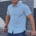 thumbnail image 2 of BXJX Mens and Big Mens Cotton Button Down Shirts- Professional Business Casual Summer Shirts Light Blue Size S, 2 of 10