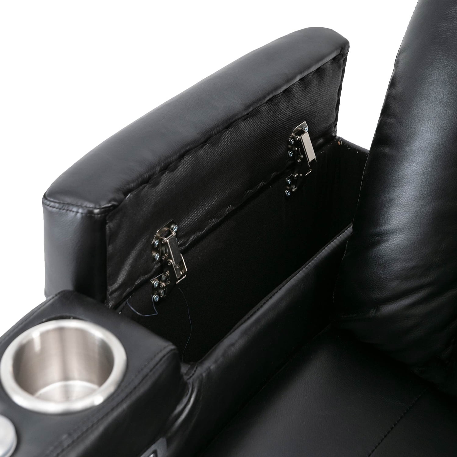 Kadyn Power Motion Recliner, Modern Recliner Chair with USB Charging Port and Hidden Arm Storage, PU Power Motion Recliner with 2 Convenient Cup Holders Design, Black Kadyn Power Motion Recliner, Modern Recliner Chair with USB Charging Port and Hidden Arm Storage, PU Power Motion Recliner with 2 Convenient Cup Holders Design, Black