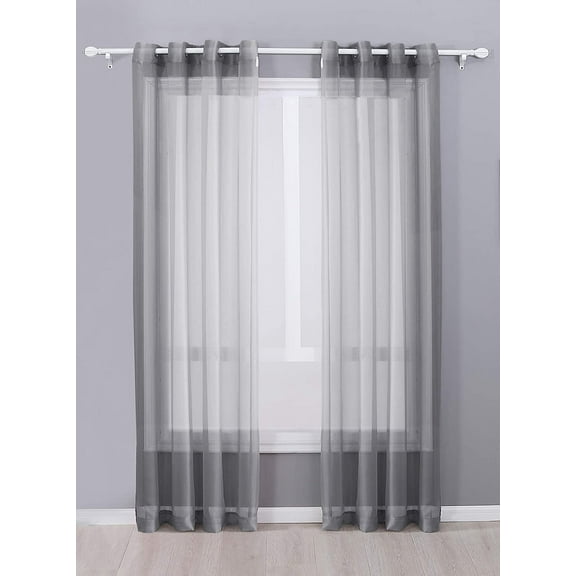 Decotex Top Gray Grommet Sheer Curtains, 54” x 63” (2 Panels)