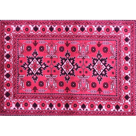 Ahgly Company Indoor Rectangle Persian Pink Traditional Area Rugs, 7' x 10'