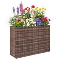 thumbnail image 2 of Outsunny Tall Rectangular Planter Box with Removable Liner, Drainage Holes, PE Wicker Large Planter for Indoor Outdoor Plants, Flowers, Brown, 2 of 9