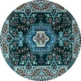 thumbnail image 1 of Ahgly Company Indoor Round Medallion Light Blue Traditional Area Rugs, 7' Round, 1 of 4