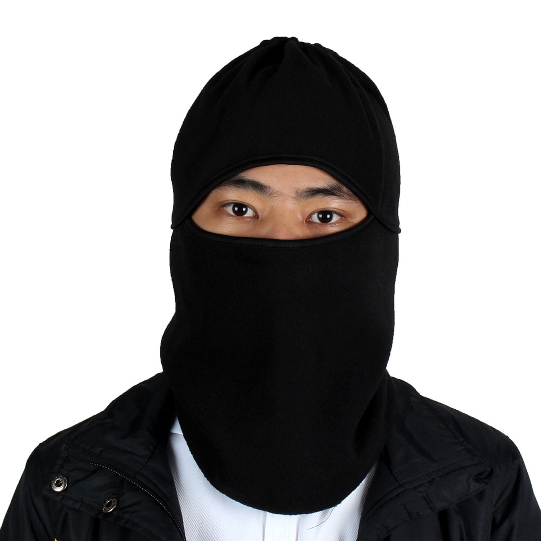 Outdoor Sports Fleece Full Face Mask Cover Neck Protecting Hood Balaclava Black by Unique-Bargains