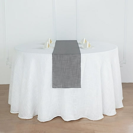 

BalsaCircle 12 x 108 Charcoal Gray Faux Burlap Table Runner Premium Polyester Party Linens