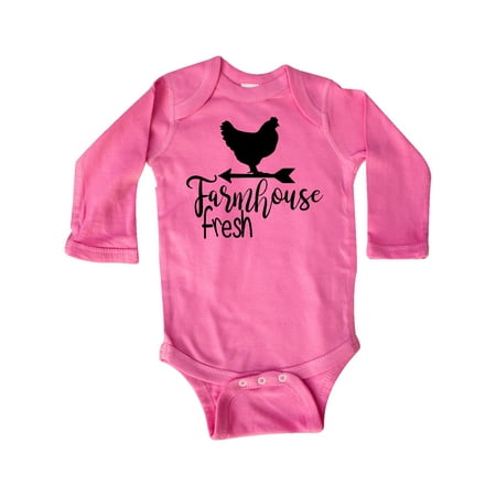 

Inktastic Farmhouse Fresh Chicken Gift Baby Boy or Baby Girl Long Sleeve Bodysuit
