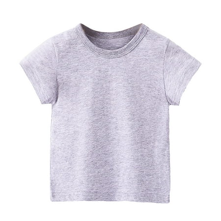 

Up to 30% off! Kukoosong Summer Baby Girl Clothes Comfortable Solid Color Short Sleeve Cotton T-Shirt Top Gray 11-12 Years