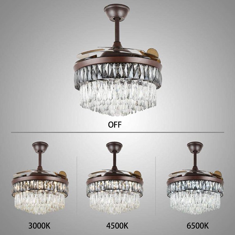 AFANQI Brown Crystal Ceiling Fan with Light 42