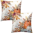 thumbnail image 4 of Orange White Pumpkin Fallen Leaves Throw Pillow Cover 22x22 Inch Pack of 2 Autumn Thanksgiving Cushion Pillow Case Square Maple Leaf Pillowcase for Fall Party Bed Sofa Home Car Bedroom Outdoor, 4 of 6