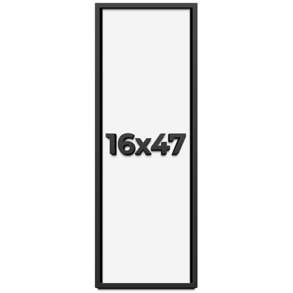 16x47 Shadow Box Frame Black | 1 inches Deep Real Wood Contemporary Shadowbox Display Frame | UV