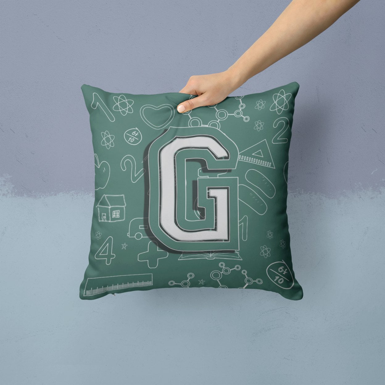 Carolines Treasures CJ2010-GPW1414 Letter G Back to School Initial Canvas Fabric Decorative Pillow 14Hx14W multicolor