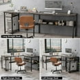 thumbnail image 4 of Homieasy Reversible L Shaped Desk with Magic Power Outlets and USB Charging Ports, Sturdy Corner Computer Desk with Storage Shelves, Gaming Table Home Office Desk, Easy to Assemble, Black Oak, 4 of 7