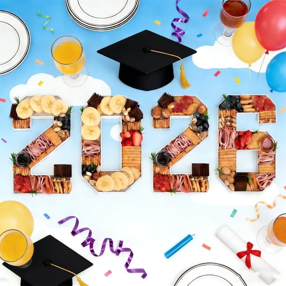 2026 Digital Serving Paper Tray - Graduation Decorations 2026 Numbers Charcuterie Board Box Party Supplies