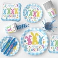 thumbnail image 3 of Easter Plates and Napkins Set 200 Pcs, Disposable Bunny Design Party Paper Tableware for 25 Guests, Bunny Colorful Eggs Disposable Tableware Set, 3 of 6