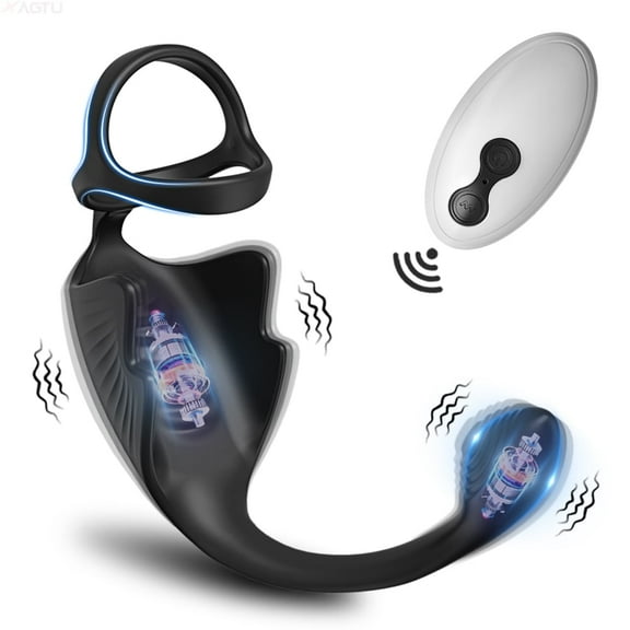 Vibrating Penis Ring with Mini Bullet Anal Plug Vibrator,Remote Control Male Vibrator Sex Toys for Men