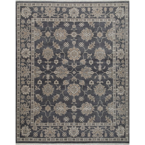 New Oushak Handmade Taupe and Grey Woolen Area Rug