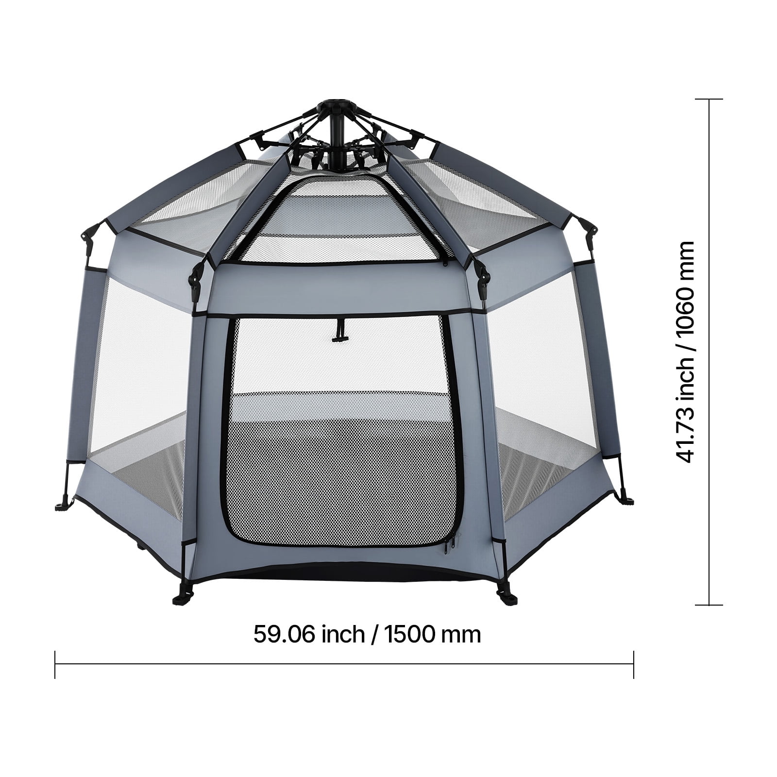 KFFKFF Portable Baby Playpen with Canopy, Foldable Toddler Play Yard for Indoor & Outdoor Use, Lightweight Design with UPF 50+ Sunshade and Travel Bag for Home, Park, or Beach