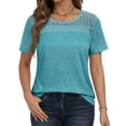 thumbnail image 3 of WellSize Women Plus Size Blouses Dressy Lace Crew Neck Tops Casual Short Sleeve Summer Shirts, 3 of 7