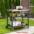 thumbnail image 6 of Portable Outdoor Grill Table with HDPE Legs，Grill Cart with Stainless Steel Top&3-Shelf Storage for BBQ Prep Table，A Long-lasting Dining Cart Suitable for Outdoor&Indoor Use, 6 of 7