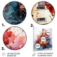 thumbnail image 3 of Designart "Fire Guitar Dry Watercolor painting II" Entertainment Metal Wall Art Prints, 3 of 5