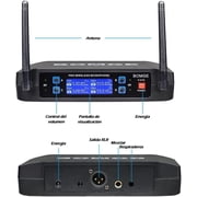 BOMGE Wireless Microphone System, Pro 4-Channel Cordless Mic Set with Four Handheld Mics, Fixed Frequency, Long Range 200ft, Ideal for Church,Karaoke, Events (V410)