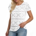 thumbnail image 4 of Enjoytime Shirts for Women Trendy Round Neck Hollow Lace 3/4 Sleeve Tops Solid Color Travel Business Casual Blouse, 4 of 6