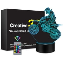 YSITIANNA Dirt Bike Gift 3D Night Light, 16 Colors Changes Remote Control Motocross Lamp, LED Motorcycle Room Decor, Dirt Bike Toys, Birthday Xmas Christmas Gifts for Boys Girls Kids STNL#2511