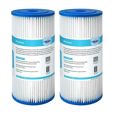 

Membrane Solutions 50 Micron Pleated Sediment Water Filter 10 x4.5 Replacement Whole House Water Filtration Cartridge Compatible with ECP10-1 ECP20-BB R50-BBSA FXHSC CB1-SED10-BB 2 Pack