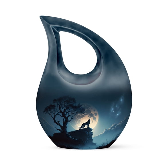 Wolf-howling urn - urn for ashes adult male - adult cremation urns - Funeral urns for human ashes adult - memorial urns for human ashes - cremation urns for adult ashes (Size - 4inch, 1Pcs)