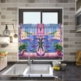 thumbnail image 4 of Yayeee Kitchen Curtains Tier Pair Light Filtering 27"x36" Rod Pocket Short Cafe Window Panel, Purple Window Scene, 4 of 7