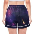 thumbnail image 3 of Women's Satin Pajama Shorts Celestial Night Sky with Pockets, Elastic Waist Sleep Lounge Shorts, 3 of 7