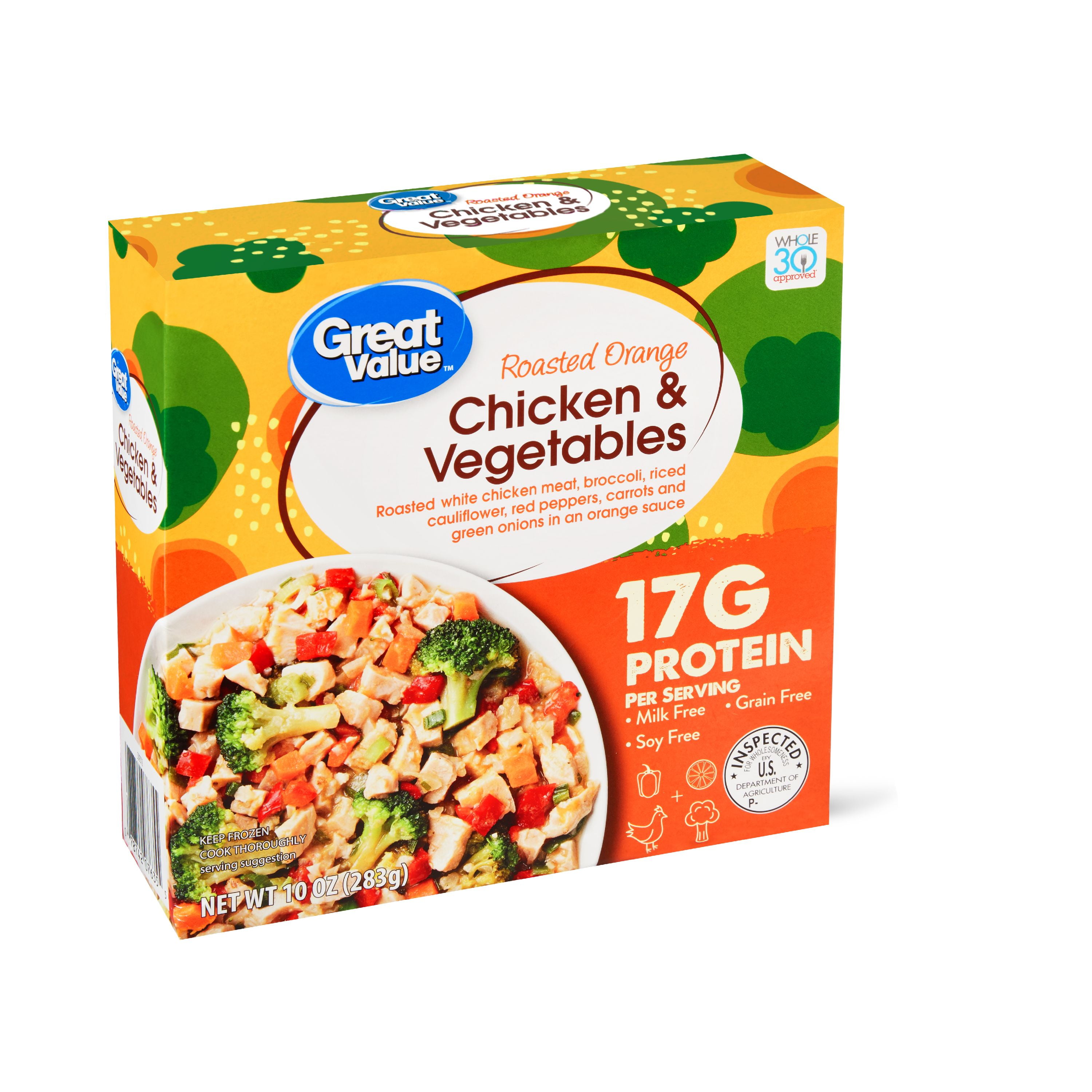 Great Value Roasted Orange Chicken &amp; Vegetables Whole 30 Meal, 10 oz