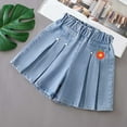 thumbnail image 2 of Coerni Baby Girls Denim Shorts 3 6 12 18 Months Girls Summer Baggy Causal Ruffle Jean Short Skort Elastic Waist Wash Denim Flared Skirted Shorts, 2 of 9