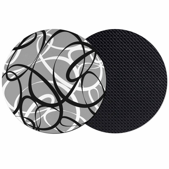 Grey Geometric Coasters Set of 2, Absorbent Coasters for Drinks, Retro Black White Abstract Striped Lines Coaster for Desk Coffee Table Protection, Home Decor House Warming Gifts 4"