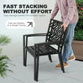 thumbnail image 4 of Nuu Garden Outdoor Iron Dining Chairs Set of 2 with Slatted Seat Design for Airflow, Non-slip Foot Pads and Stackable Patio Chairs for Garden Deck Poolside, Black, 4 of 10
